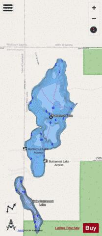 Butternut Lake B depth contour Map - i-Boating App - Streets