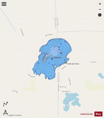 Cable Lake depth contour Map - i-Boating App - Streets