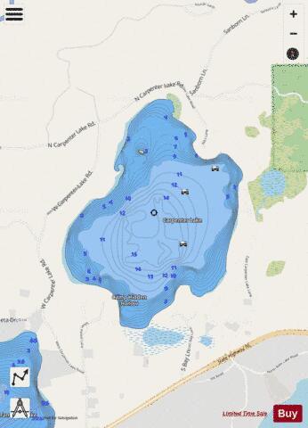 Carpenter Lake depth contour Map - i-Boating App - Streets