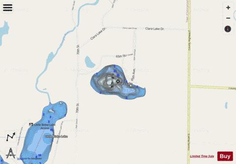 Clara Lake depth contour Map - i-Boating App - Streets