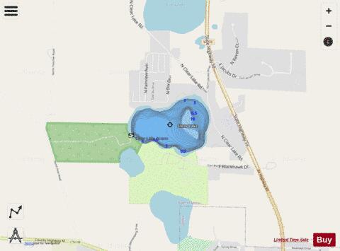 Clear Lake E depth contour Map - i-Boating App - Streets