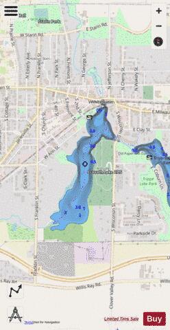 Cravath Lake depth contour Map - i-Boating App - Streets