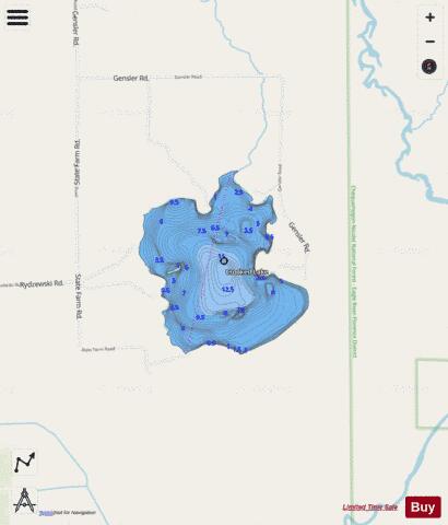 Crooked Lake E depth contour Map - i-Boating App - Streets
