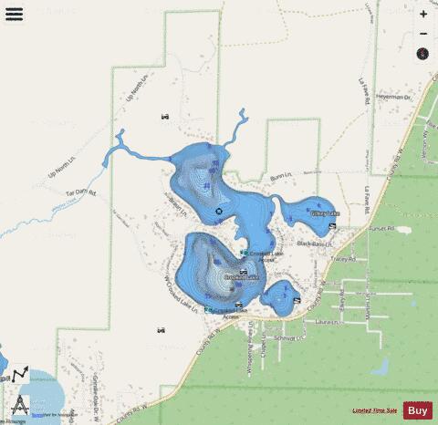Crooked Lake F depth contour Map - i-Boating App - Streets