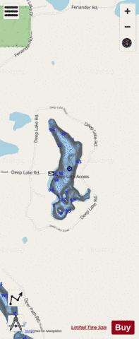 Deep Lake C depth contour Map - i-Boating App - Streets