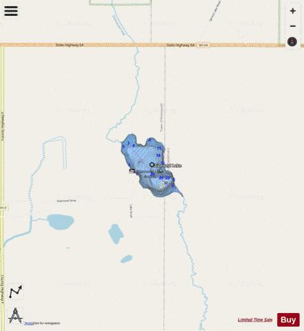 Diamond Lake B depth contour Map - i-Boating App - Streets