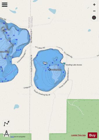 Dowling Lake depth contour Map - i-Boating App - Streets