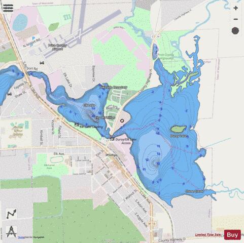 Elk Lake depth contour Map - i-Boating App - Streets