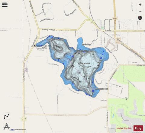 Elkhart Lake depth contour Map - i-Boating App - Streets