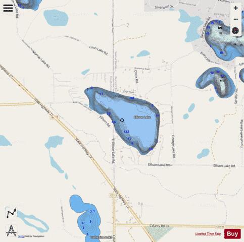 Ellison Lake depth contour Map - i-Boating App - Streets