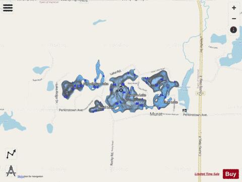 Esadore Lake depth contour Map - i-Boating App - Streets