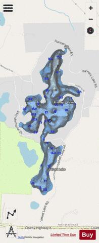 Flannery Lake depth contour Map - i-Boating App - Streets