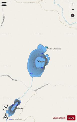 Gates Lake depth contour Map - i-Boating App - Streets