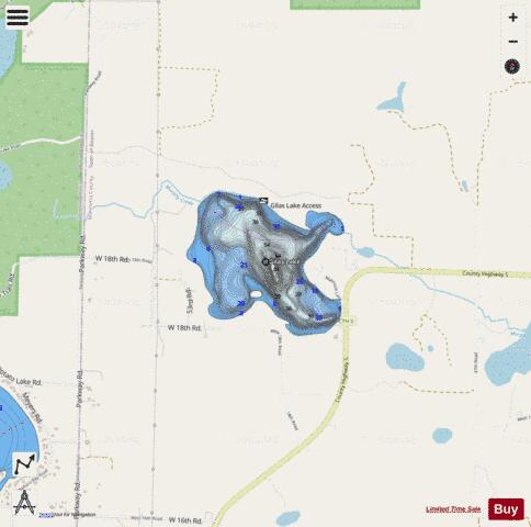 Gilas Lake depth contour Map - i-Boating App - Streets