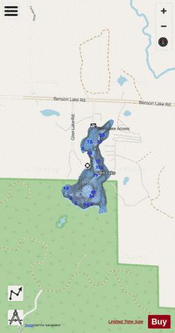Glenn Lake depth contour Map - i-Boating App - Streets