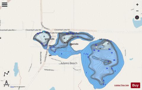 Grass Lake depth contour Map - i-Boating App - Streets