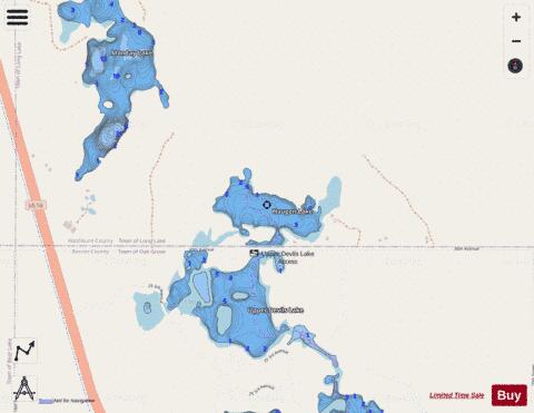Haugen Lake depth contour Map - i-Boating App - Streets
