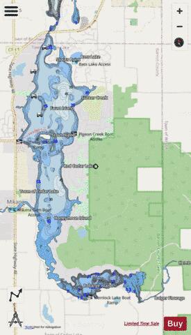 Hemlock Lake depth contour Map - i-Boating App - Streets