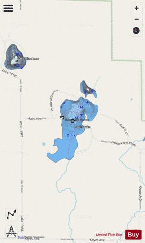 Hulls Lake depth contour Map - i-Boating App - Streets