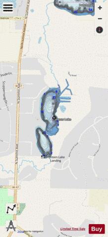Hunters Lake depth contour Map - i-Boating App - Streets