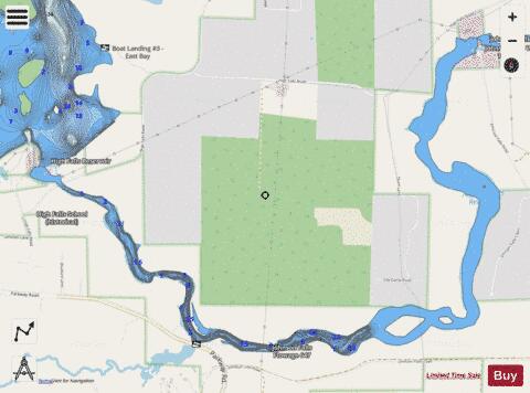Johnson Falls Flowage depth contour Map - i-Boating App - Streets