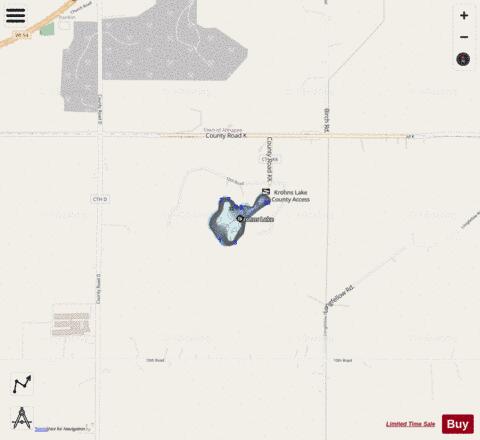 Krohns Lake depth contour Map - i-Boating App - Streets