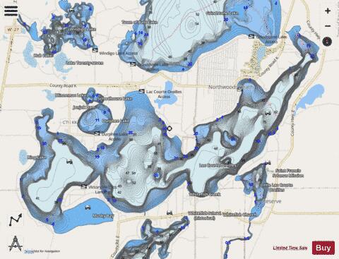 Lac Courte Oreilles depth contour Map - i-Boating App - Streets