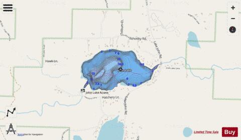 Johns Lake depth contour Map - i-Boating App - Streets
