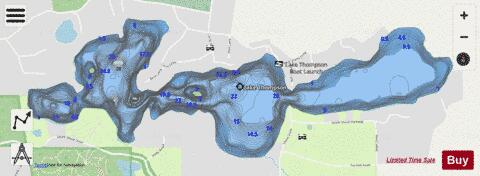 Lake Thompson depth contour Map - i-Boating App - Streets
