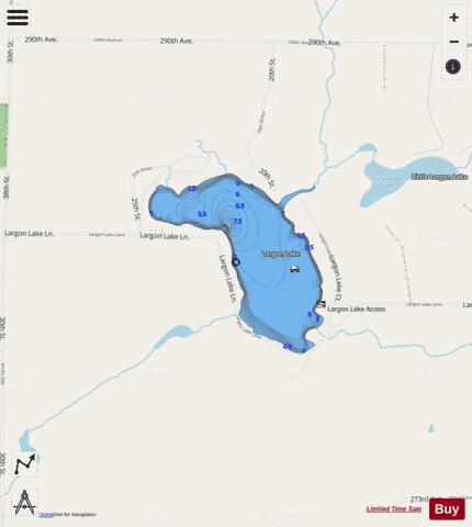 Largon Lake depth contour Map - i-Boating App - Streets
