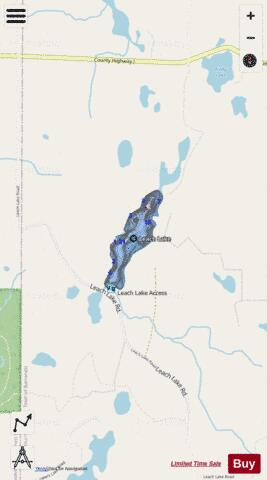 Leach Lake depth contour Map - i-Boating App - Streets