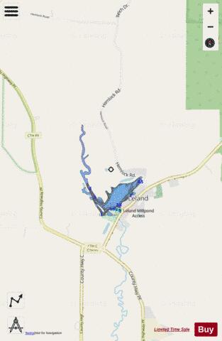 Leland Millpond depth contour Map - i-Boating App - Streets