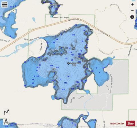 Little Arbor Vitae Lake depth contour Map - i-Boating App - Streets