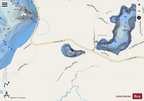 Little Bass Lake depth contour Map - i-Boating App - Streets