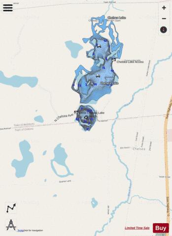 Little Chelsea Lake depth contour Map - i-Boating App - Streets