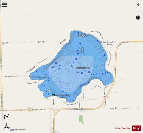 Little Green Lake depth contour Map - i-Boating App - Streets