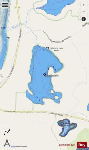 Little John Lake depth contour Map - i-Boating App - Streets