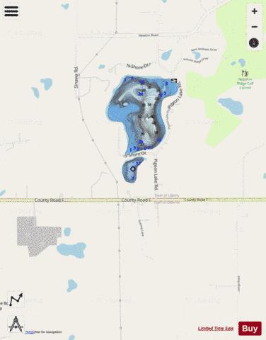 Little Pigeon Lake depth contour Map - i-Boating App - Streets