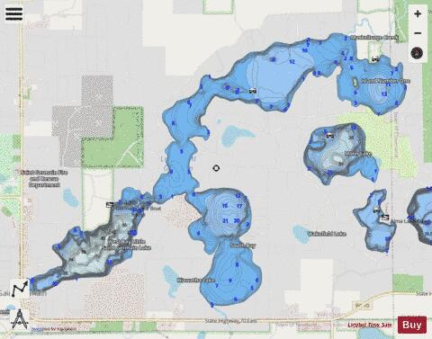 Little Saint Germain Lake depth contour Map - i-Boating App - Streets