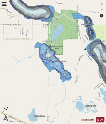 Little Sand Lake A depth contour Map - i-Boating App - Streets