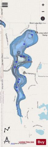 Long Lake C depth contour Map - i-Boating App - Streets