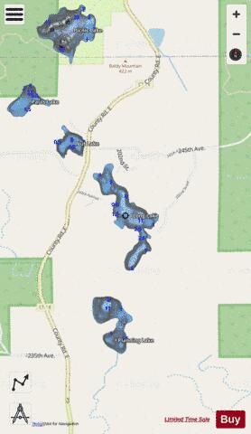Long Lake G depth contour Map - i-Boating App - Streets