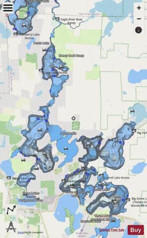 Townline Lake + Big Stone Lake + Planting Ground Lake + Big Fork Lake + Long Lak depth contour Map - i-Boating App - Streets