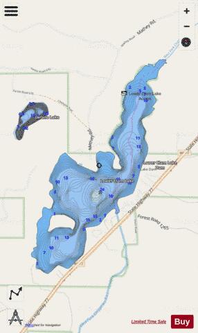 Lower Clam Lake depth contour Map - i-Boating App - Streets