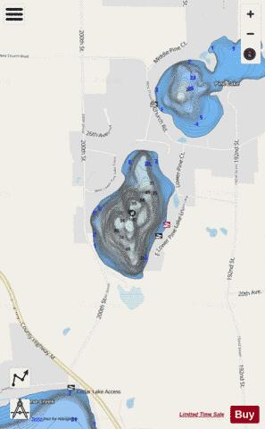 Lower Pine Lake depth contour Map - i-Boating App - Streets
