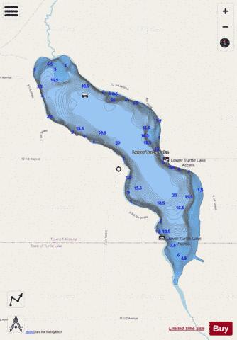 Lower Turtle Lake depth contour Map - i-Boating App - Streets