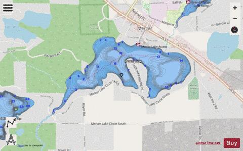 Mercer Lake depth contour Map - i-Boating App - Streets