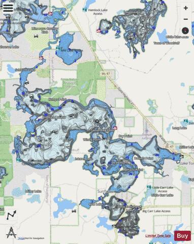 Mid Lake depth contour Map - i-Boating App - Streets