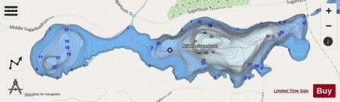 Middle Sugarbush Lake depth contour Map - i-Boating App - Streets