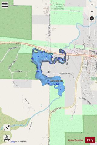 Mill Pond Lake depth contour Map - i-Boating App - Streets